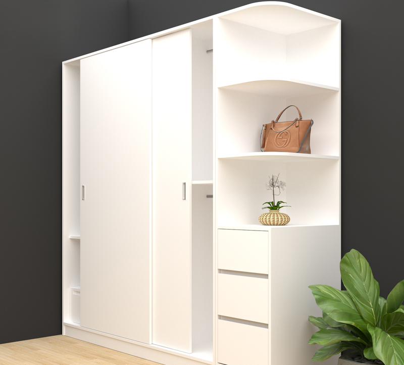 Tủ quần áo cửa lùa màu trắng hiện đại